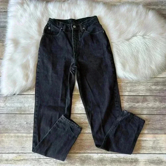Vintage Anne Klein High Waisted Mom Jeans Black Sz 25 - Picture 1 of 10